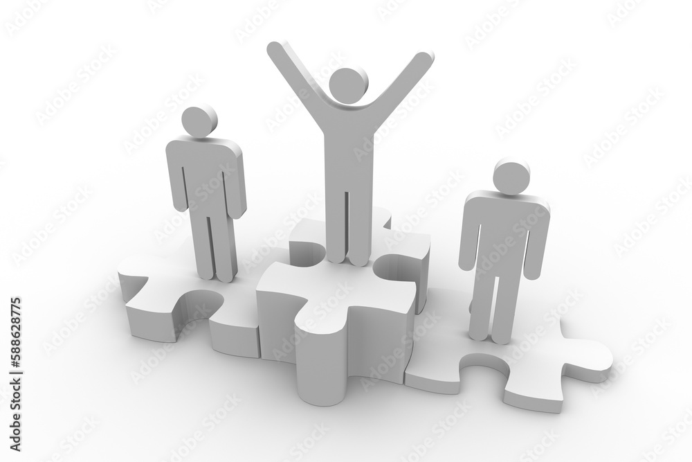 Digital image of human figures standing on winners podium Digital image of human figures standing on winners podium
