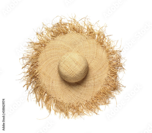 Straw hat on white background. Festa Junina (June Festival) celebration photo