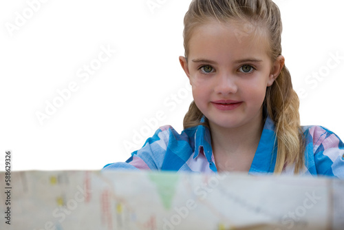 Portrait of girl with map