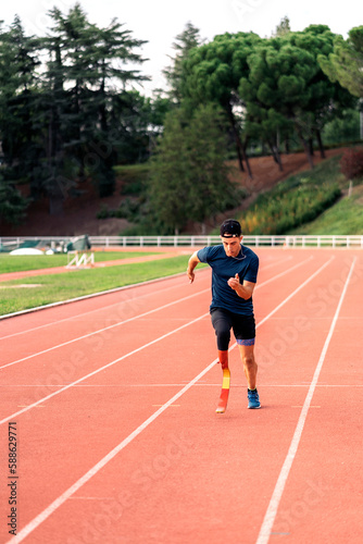 Disabled Man Athlete Running