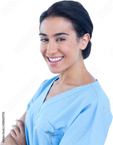 Portrait of smiling female surgeon