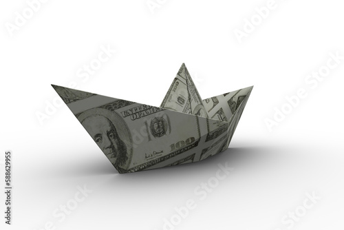 Boat made from one hundred dollar bill