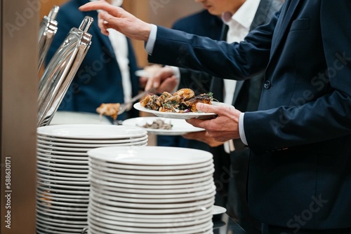 dishes on the buffet