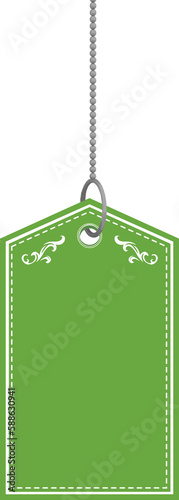 Green color price tag with design