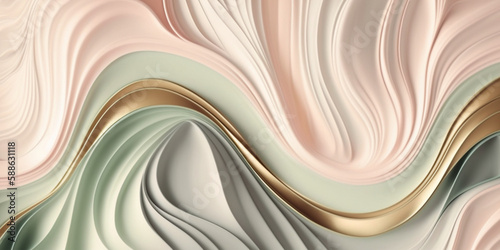 Sage Green Blush Pink Gold Swirling Wavy Texture Art Abstract Wallpaper Pattern Generative AI