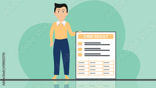 CBSE Exam Result Card Shown by Indian Student Illustration