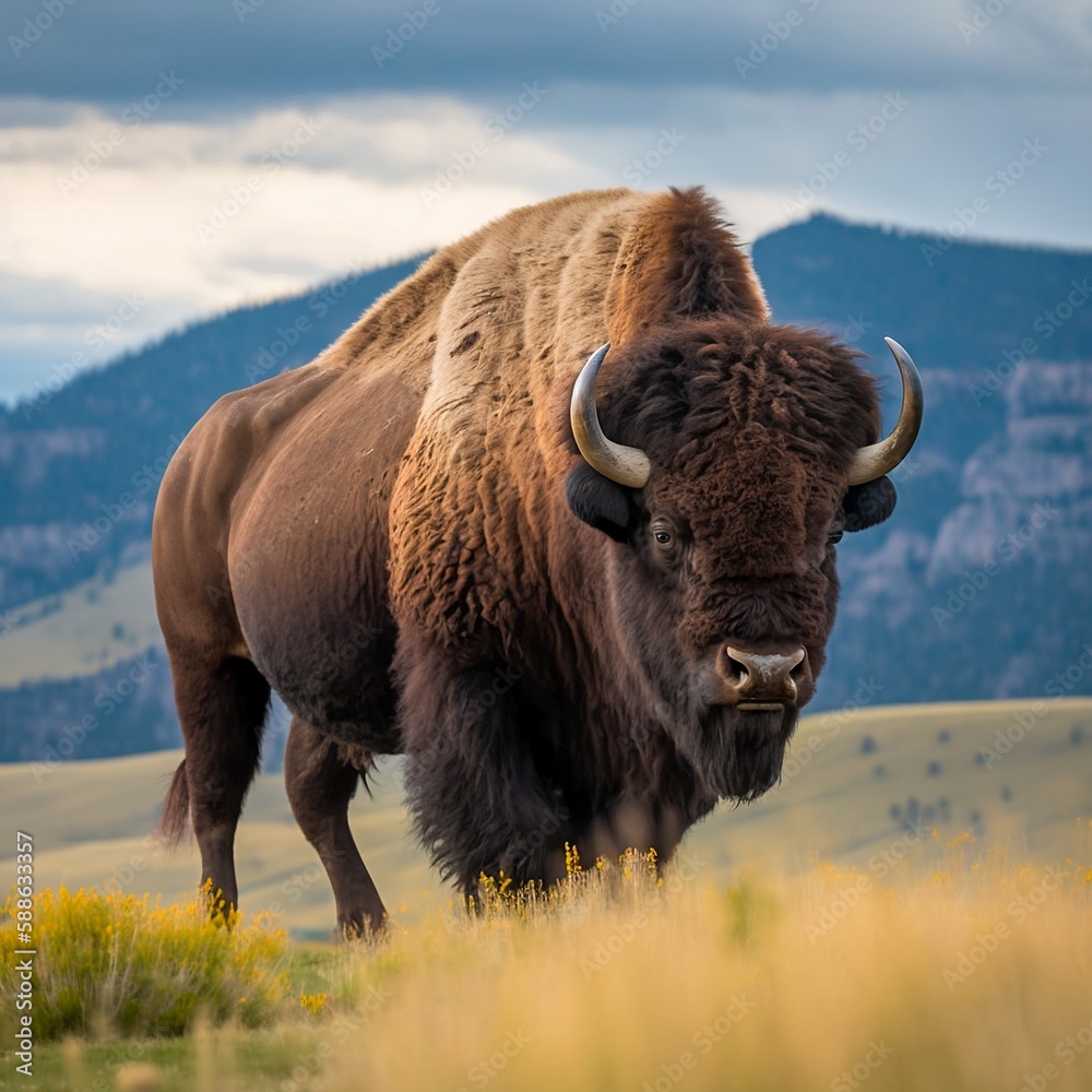 buffalo in the field(made by AI)