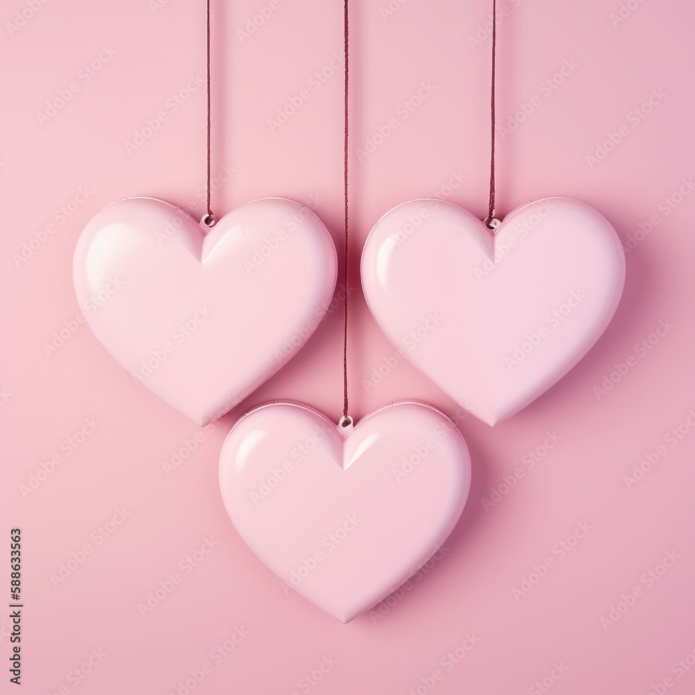 Illustration of hanging heart for mother's day, valentine's day and women's day, Generative ai