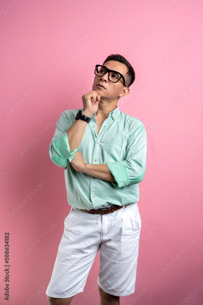 Man with eyeglasses and a shirt standing Man with eyeglasses and a shirt standing