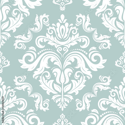 Orient classic pattern. Seamless abstract background with vintage elements. Orient light blue and white background. Ornament for wallpaper and packaging