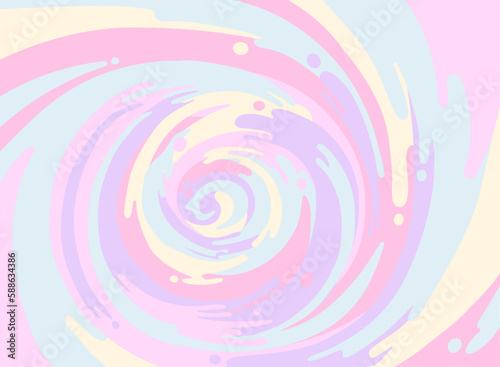 カラフルなインクが混ざり合う螺旋の背景イラスト