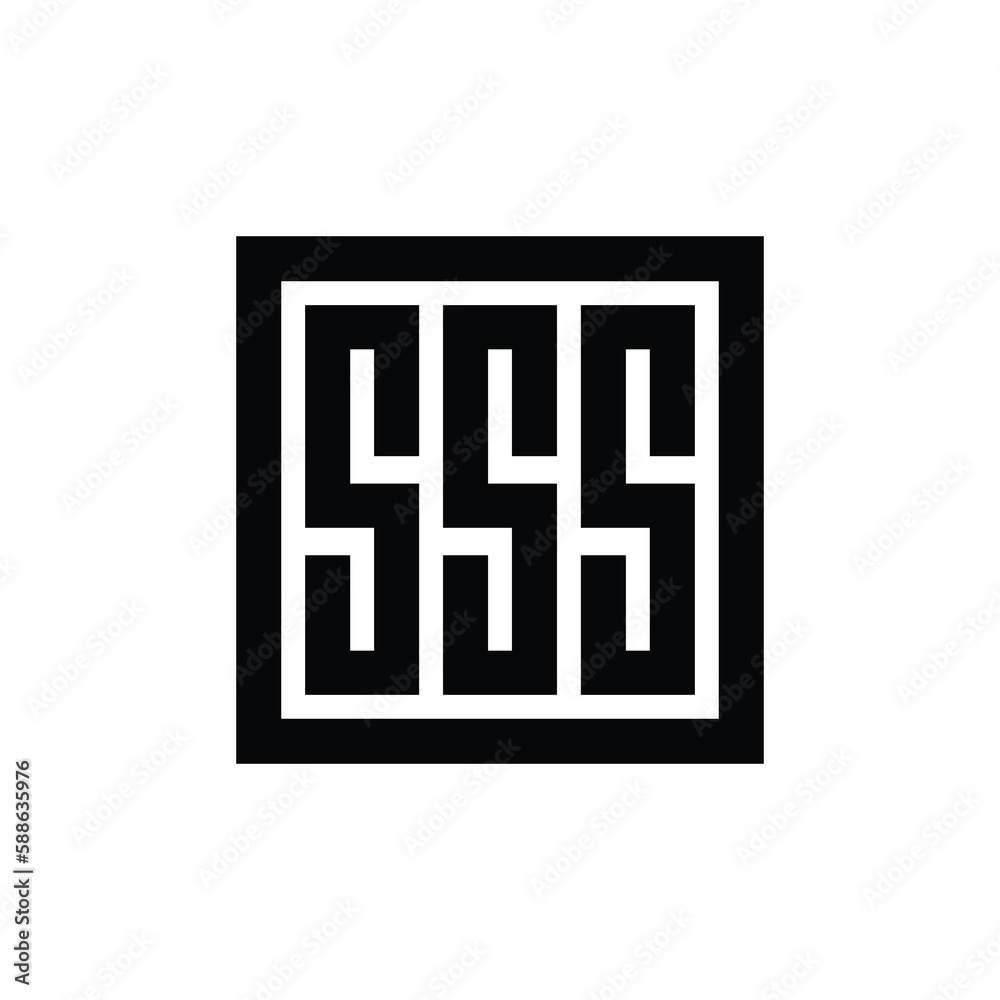 Initial letter SSS logo icon design vector, square monogram logo