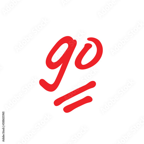 90 points grade results, ninety points test score, red on white background