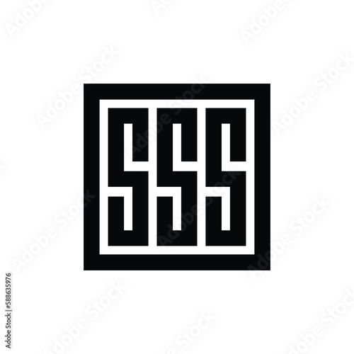Initial letter SSS logo icon design vector, square monogram logo