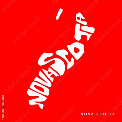Nova Scotia state map lettering. Nova Scotia map typography.