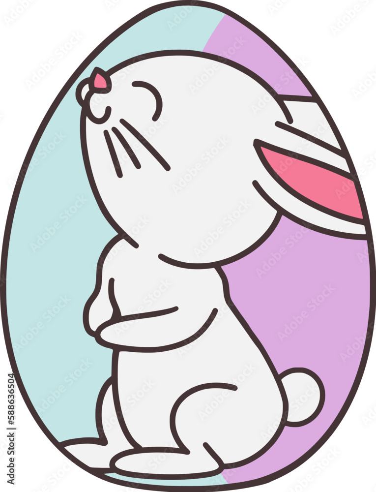 Easter Day Egg Bunny Decoration Flat Hand Drawn Illustration Easter Day Egg Bunny Decoration Flat Hand Drawn Illustration