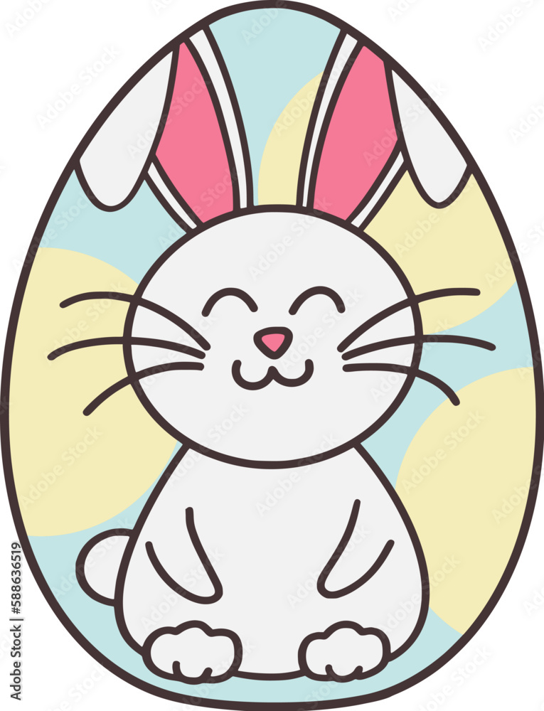 Fototapeta premium Easter Day Decorated Egg Flat Hand Drawn Illustration