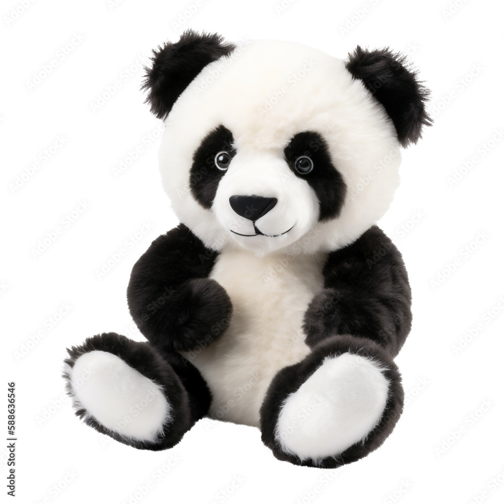 Fluffy Panda Bear Plush Toy in Close-Up, Kids' Favorite. Generative AI