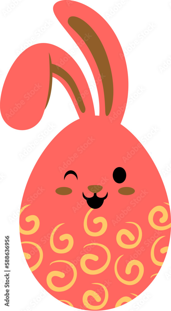 Easter Day Egg Bunny Decoration Flat Hand Drawn Illustration Easter Day Egg Bunny Decoration Flat Hand Drawn Illustration