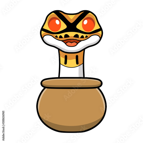 Cute albino pied ball python cartoon inside the sack