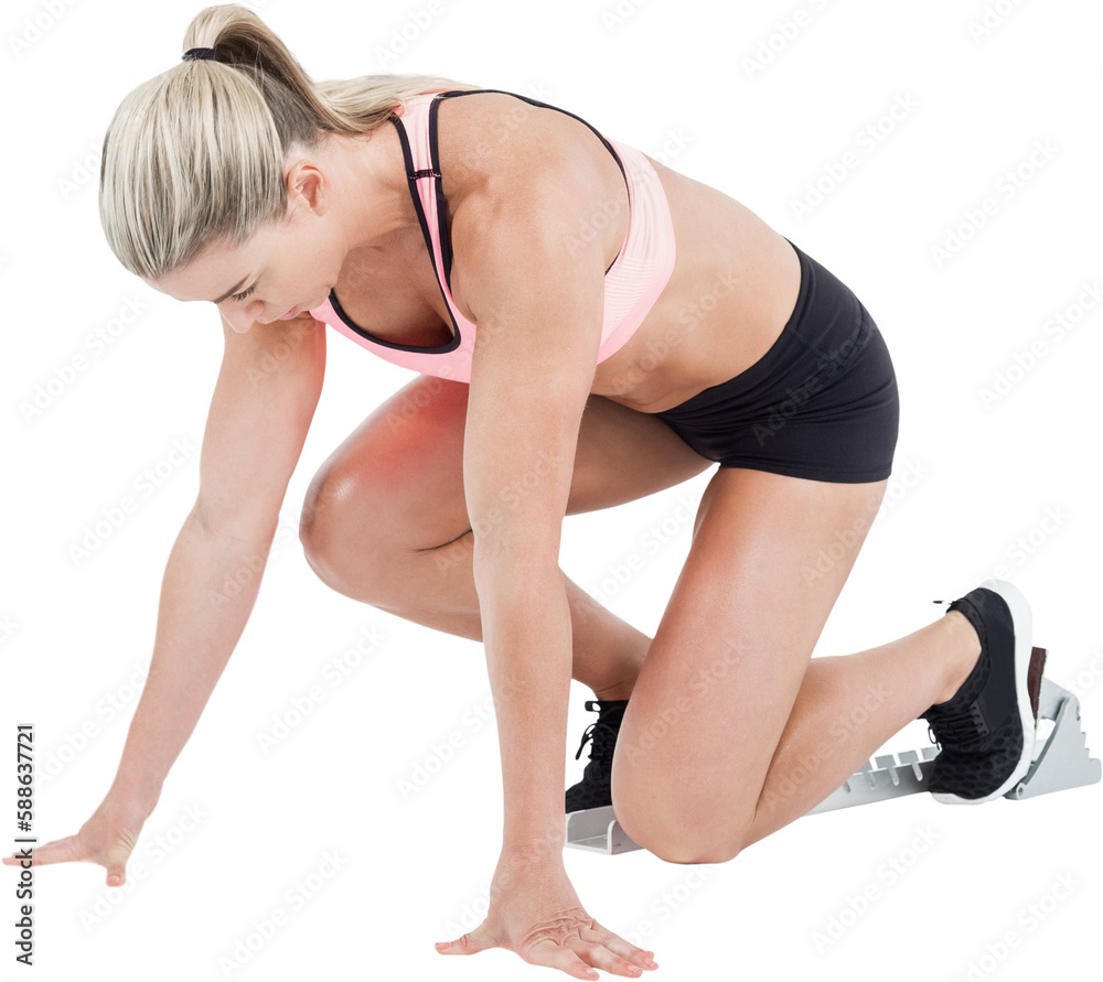 Female athlete on the start line Female athlete on the start line