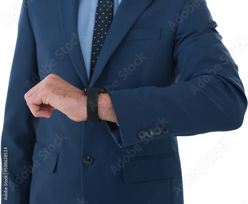 Mid section of businessman wearing wrist watch