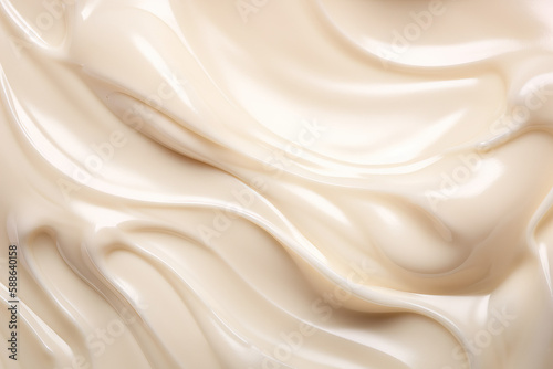 Cosmetic Beauty Cream Texture Background, Beige Lotion Moisturizer Smear, Generative AI