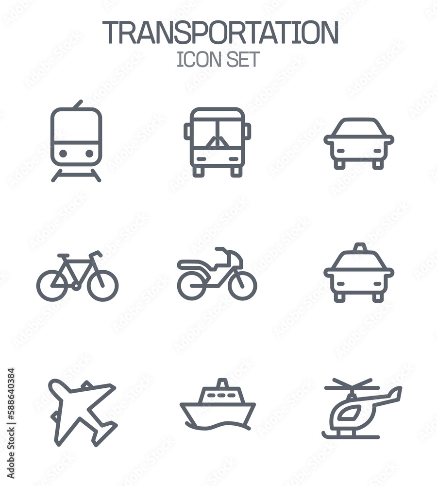 (Print) Transportation Icon Set, 교통수단 아이콘 세트 (Print) Transportation Icon Set, 교통수단 아이콘 세트