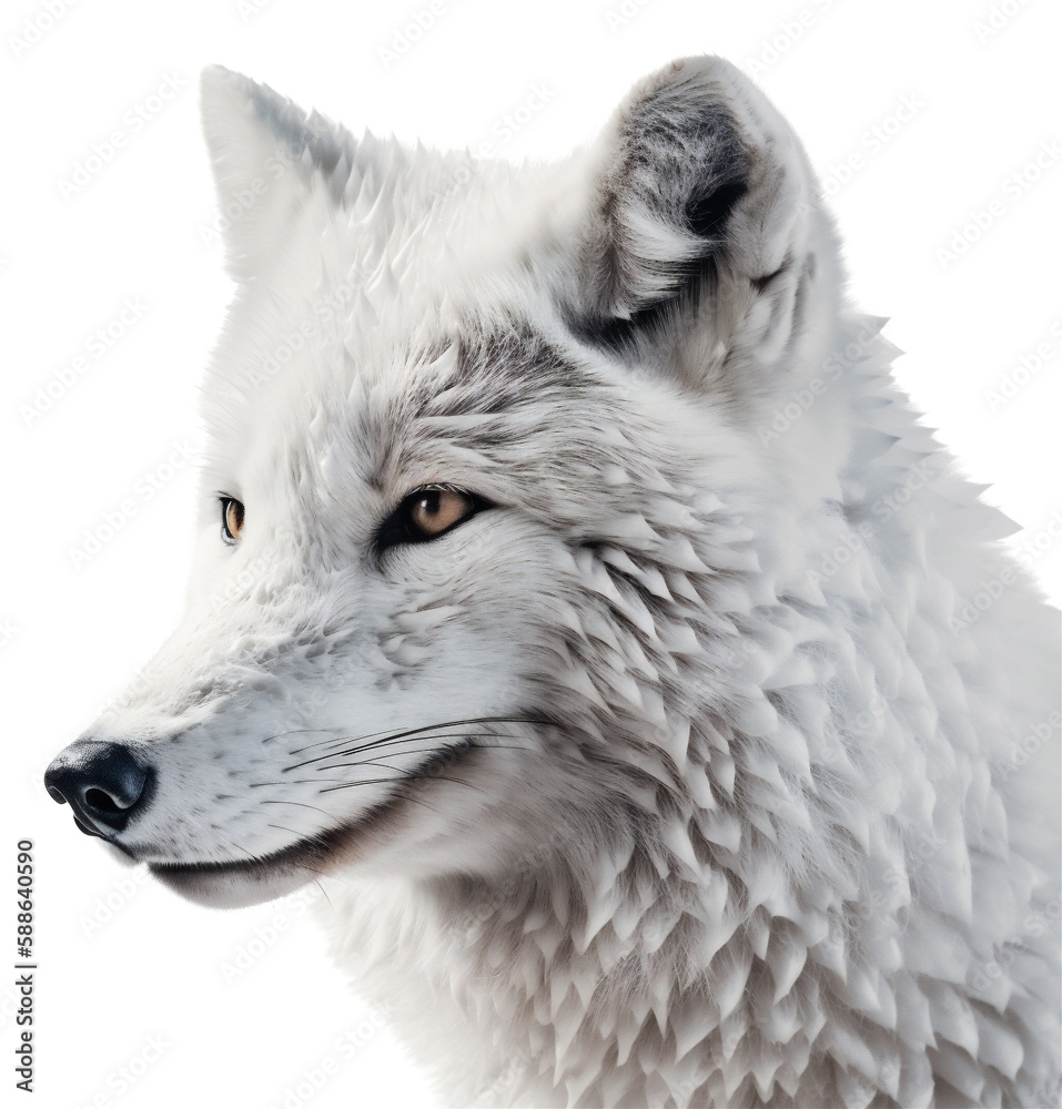 Polar Fox Portrait, Close-Up of Head in Side View. Generative AI