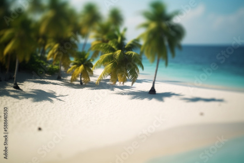 Paradise Found  Aerial View of White Sand Beach with Palm Trees and Crystal Blue Waters