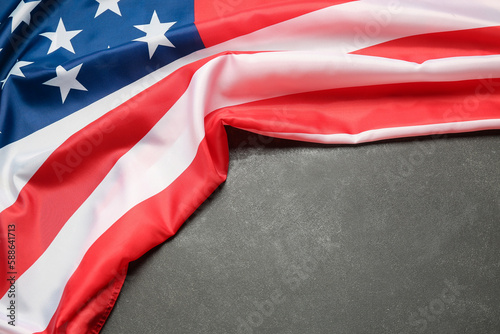 USA flag on dark background. Memorial Day celebration