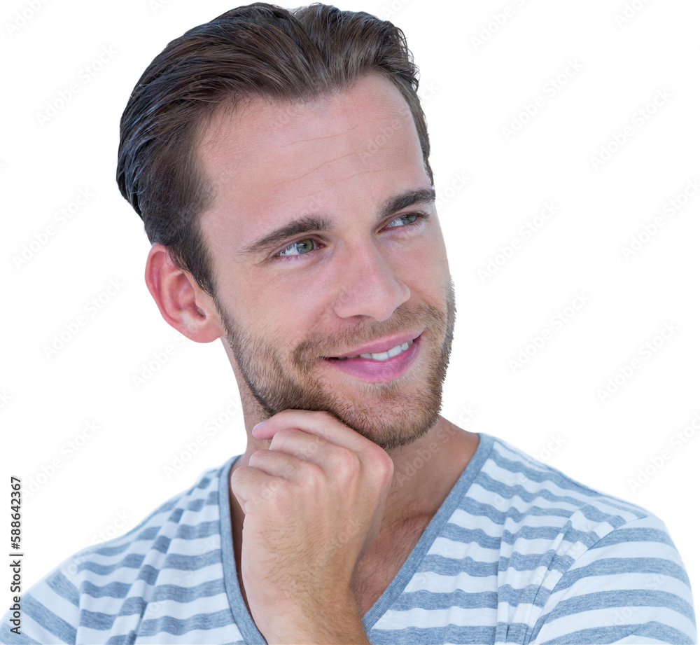 Fototapeta premium Happy handsome man looking away