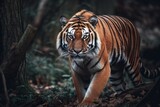 tiger in the wildlife hunting a prey. Generative ai