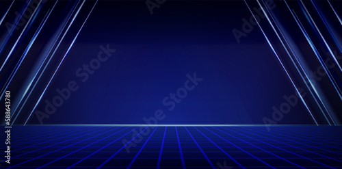 vector illustration electric blue stage curtain lines striped for ecommerce signs retail shops, advertisement business agency, ads campaigns marketing, email newsletter, landing pages, header webs