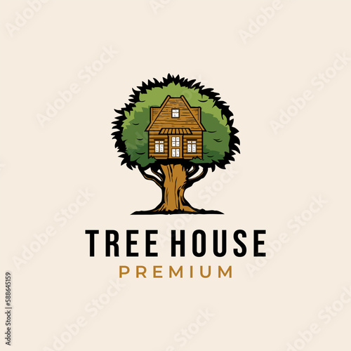 Tree House Logo Template illustration