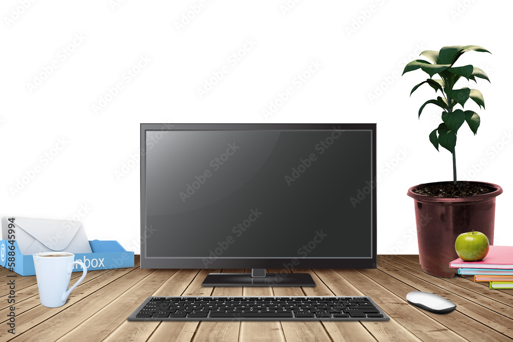 A computer over a desk A computer over a desk