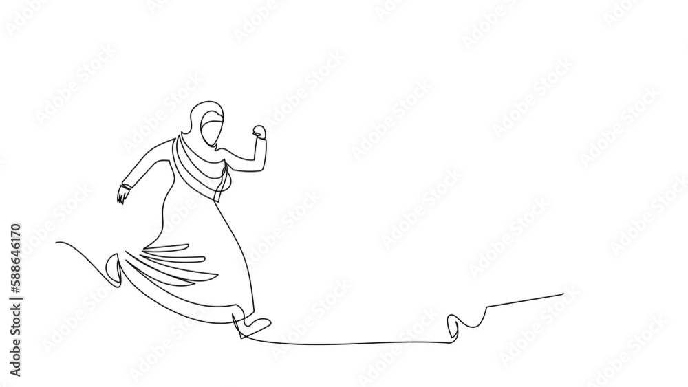 Animated self drawing of continuous line draw Arab businesswoman chasing hourglass. Time management and finish business project. Concept of deadline, finishing work. Full length single line animation Animated self drawing of continuous line draw Arab businesswoman chasing hourglass. Time management and finish business project. Concept of deadline, finishing work. Full length single line animation