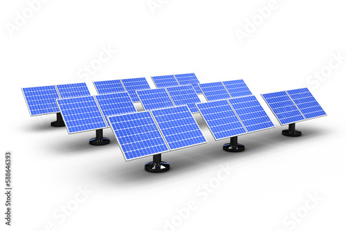 3D solar panel arranged in rows