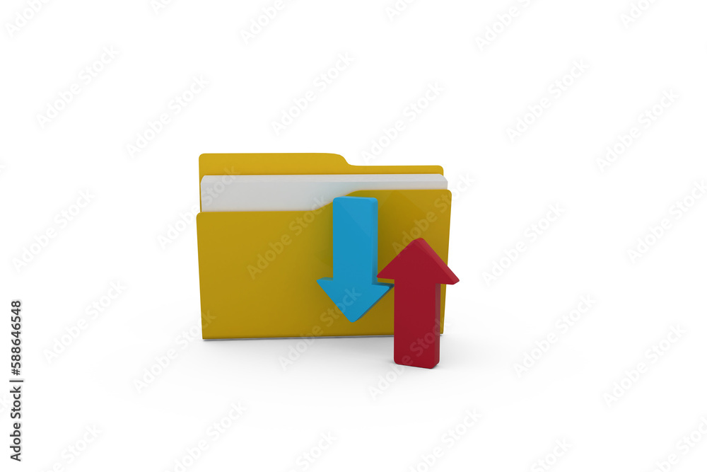 Illustration of yellow folder with arrow sign Illustration of yellow folder with arrow sign