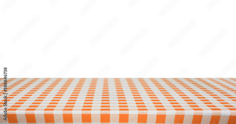 orange and white tablecloth