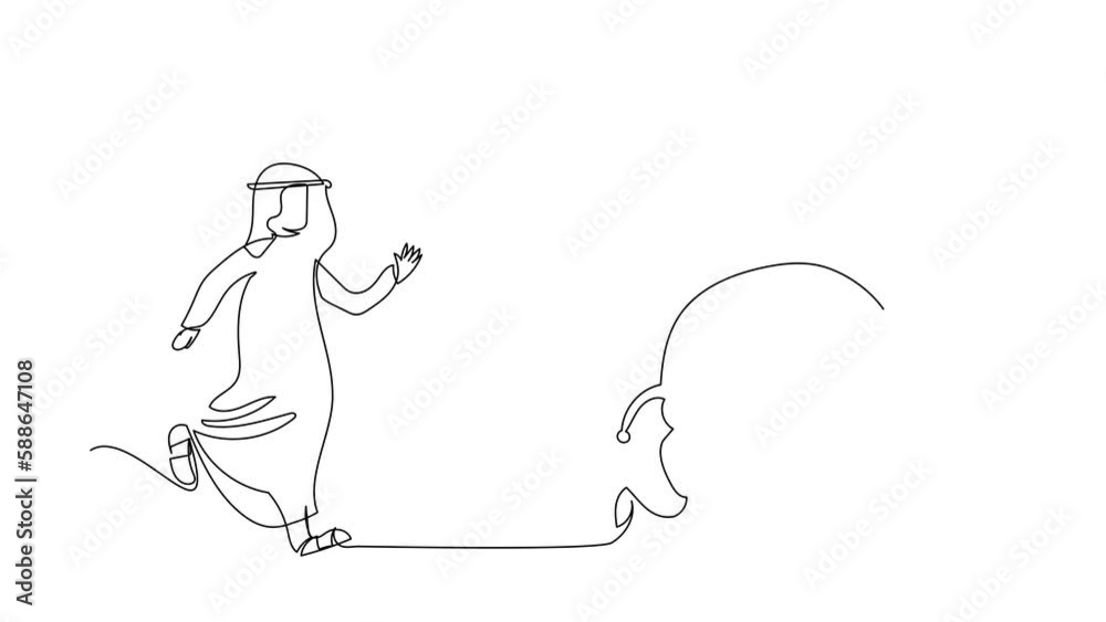 Animated self drawing of continuous line draw Arab businessman run chasing hamburger. Favorite tasty fast food, hungry time, obesity, unhealthy. Business metaphor. Full length single line animation Animated self drawing of continuous line draw Arab businessman run chasing hamburger. Favorite tasty fast food, hungry time, obesity, unhealthy. Business metaphor. Full length single line animation