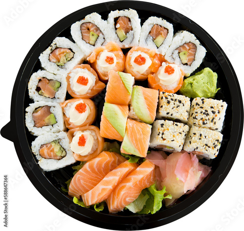 japanese food platter over white background