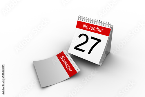 Desk calendar showing date of 27th November