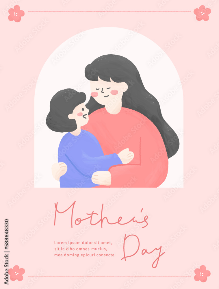 Mother's Day poster of mother and daughter illustration. Mother's Day poster of mother and daughter illustration.