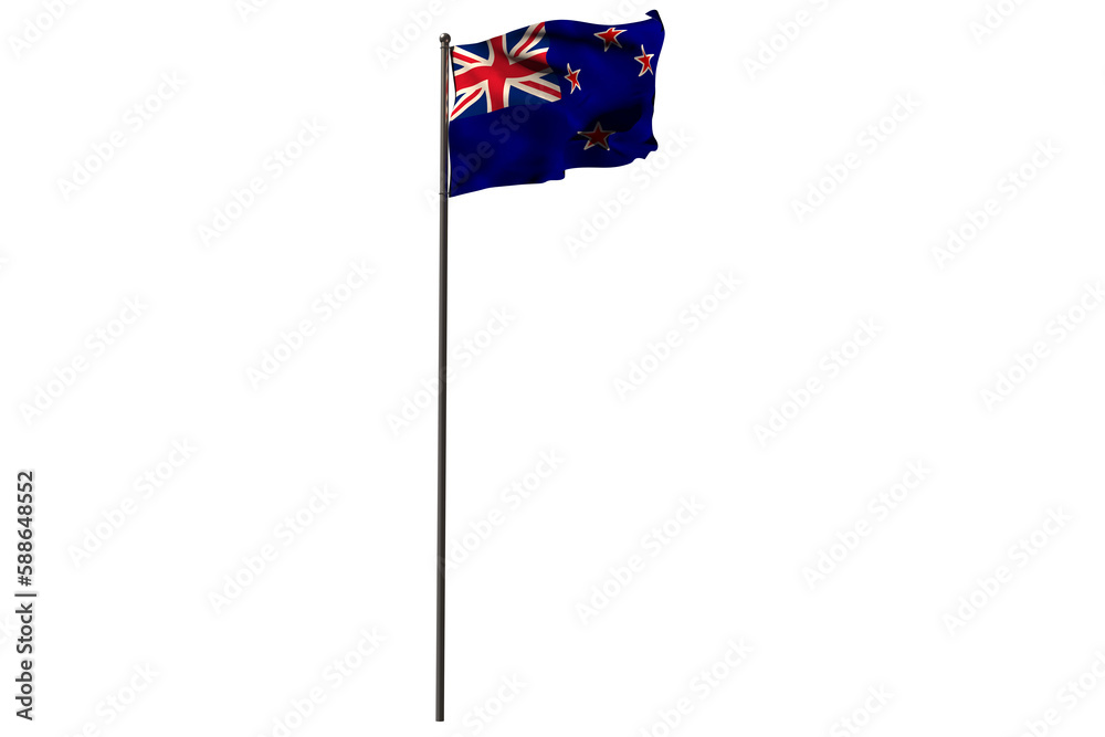 Fototapeta premium New Zealand flag on pole