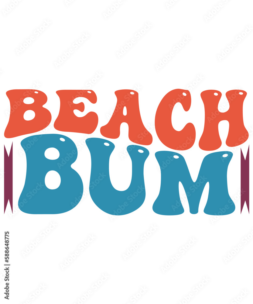 Retro Beach T-shirt Design, Wavy Vector Retro Beach T-shirt Design, Wavy Vector