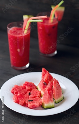 slices of watermelon and Juice