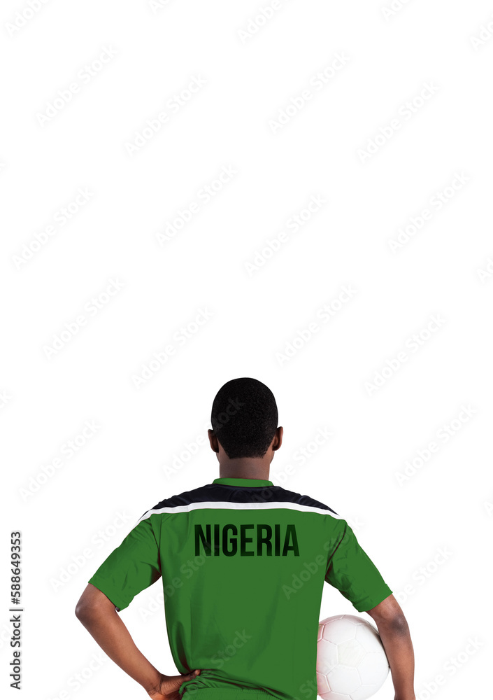 Fototapeta premium Nigeria football player holding ball
