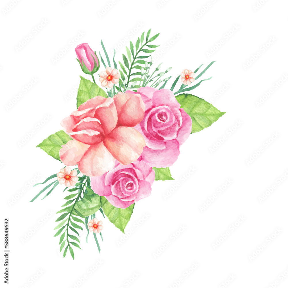 Fototapeta premium Watercolor Rose Bouquet