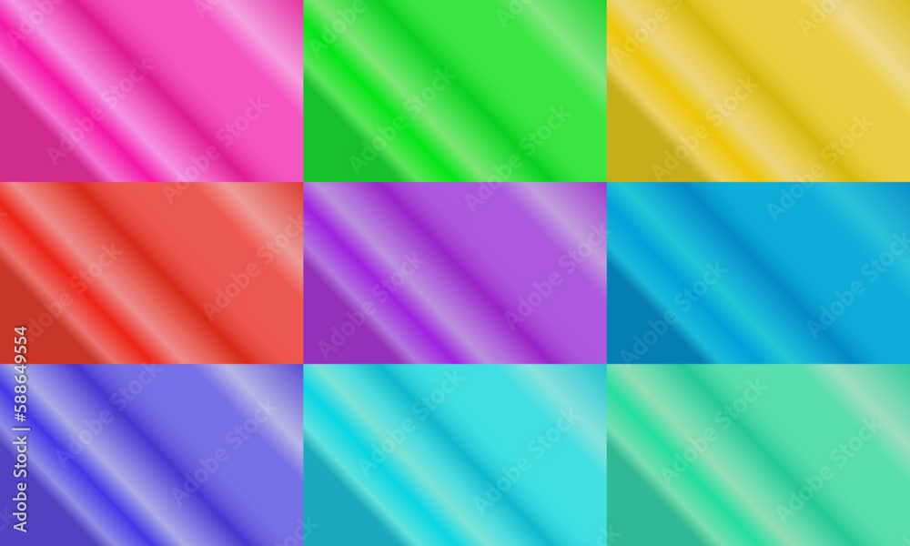 nine sets of color abstract background with diagonal stripes. simple, modern and colorful. used for backdrop, wallpaper, homepage, banner of copy space